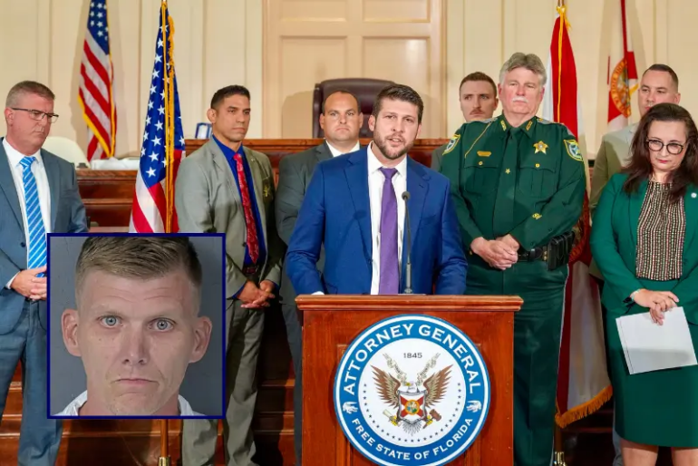 Attorney General James Uthmeier announces grand jury indictment and intent to seek the death penalty in child sexual battery case (Office of the Attorney General) / Nathan Holmberg (Hernando County Jail)