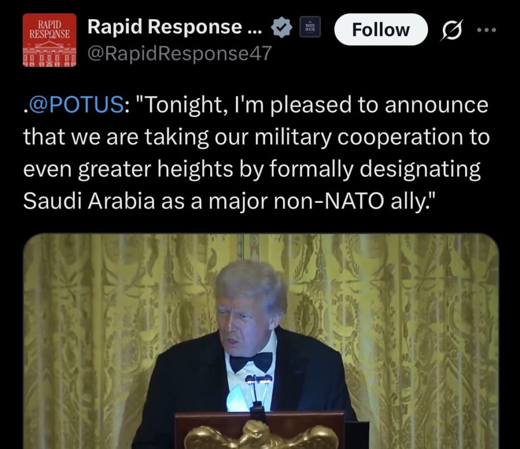 Middle Eastern Nation Designated As "Major Non-NATO Ally," President Trump Announces * 100PercentFedUp.com * by Danielle