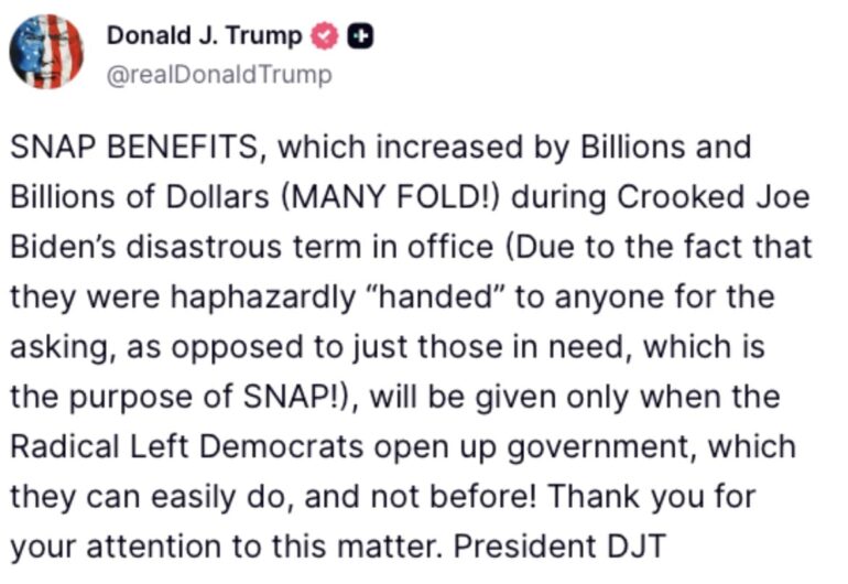 President Trump Issues Statement On "SNAP BENEFITS" * 100PercentFedUp.com * by Danielle