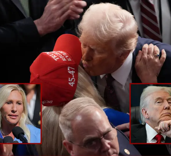 U.S. President Donald Trump kisses Rep. Marjorie Taylor Greene (R-GA) after addressing a joint session of Congress at the U.S. Capitol on March 04, 2025 in Washington, DC. President Trump was expected to address Congress on his early achievements of his presidency and his upcoming legislative agenda. (Photo by Andrew Harnik/Getty Images) / U.S. Representative Marjorie Taylor Greene (R-GA) speaks at a press conference alongside alleged victims of Jeffrey Epstein at the U.S. Capitol in Washington, D.C. on September 3, 2025, announcing the Epstein Files Transparency Act, which calls for the release of all unclassified documents in the Jeffrey Epstein case. (Photo by Bryan Dozier / Middle East Images via AFP) (Photo by BRYAN DOZIER/Middle East Images/AFP via Getty Images) / US President Donald Trump looks on during an event about pharmaceutical drugs in the Oval Office of the White House in Washington, DC on November 6, 2025. Trump announced deals Thursday with pharmaceutical giants Eli Lilly and Novo Nordisk to lower the prices of some popular weight-loss drugs. Both companies "have agreed to offer their most popular GLP-1 weight-loss drug," Trump said, "at drastic discounts." (Photo by ANDREW CABALLERO-REYNOLDS / AFP) (Photo by ANDREW CABALLERO-REYNOLDS/AFP via Getty Images)