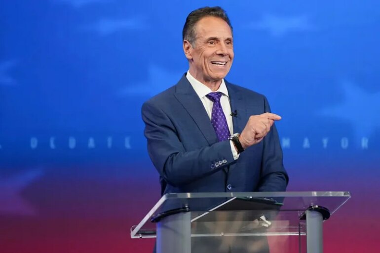 NEW YORK, NY - OCTOBER 16: Independent mayoral nominee, former New York Gov. Andrew Cuomo speaks during a mayoral debate at Rockefeller Center on October 16, 2025 in New York City. The candidates for New York City mayor are facing off in their first debate ahead of the November 4 election. (Photo by Angelina Katsanis-Pool/Getty Images)