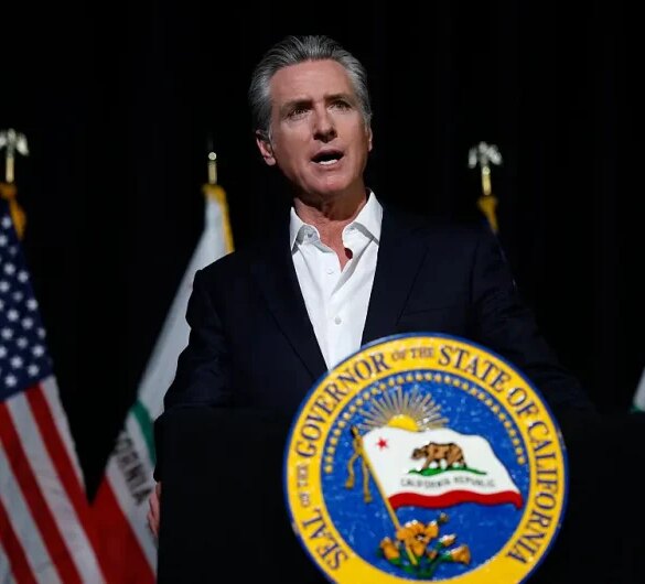 STOCKTON, CALIFORNIA - OCTOBER 22: California Gov. Gavin Newsom speaks to reporters after he participated in a fireside chat at the California Economic Summit on October 22, 2025 in Stockton, California. Gov. Newsom answered questions about the Trump administration's plans to deploy border patrol officers and the National Guard to San Francisco. (Photo by Justin Sullivan/Getty Images)