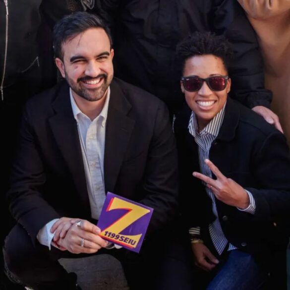 Zohran Mamdani was joined by New York officials in a group photo in Brooklyn, New York, on Tuesday, Nov. 4, 2025.