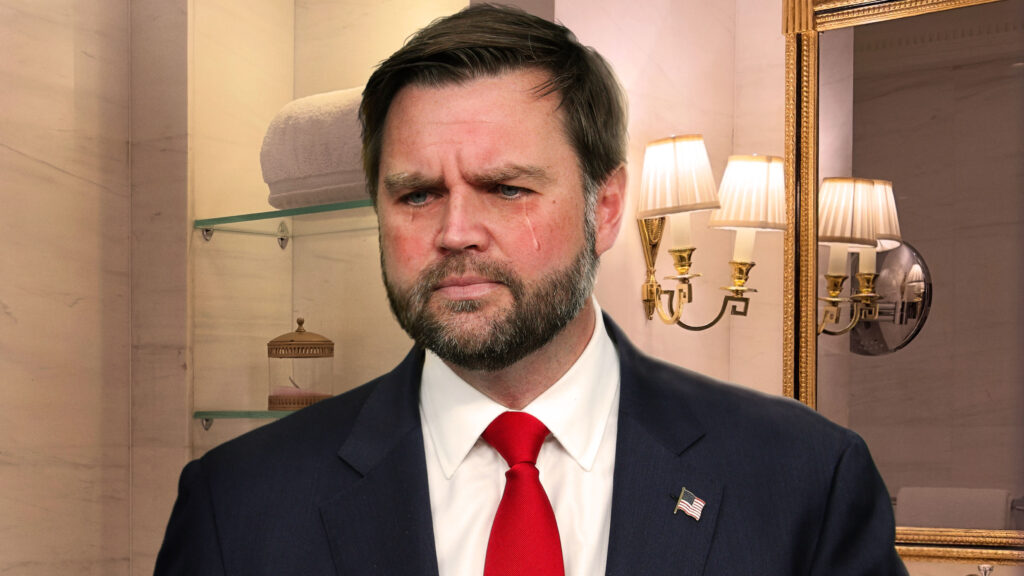 Satire news: jd vance cries in bathroom after trump uses