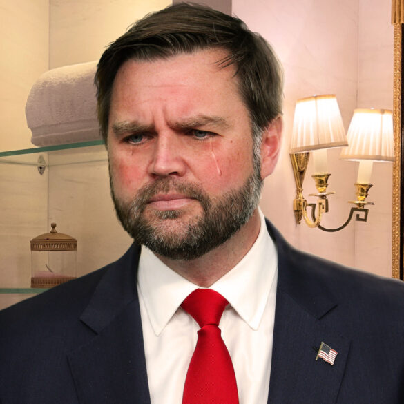 Satire news: jd vance cries in bathroom after trump uses