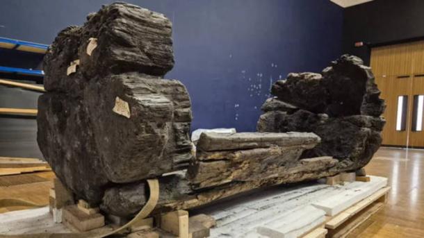 The restored Tetney Coffin after arrival at Lincoln Museum, where it will soon be displayed.