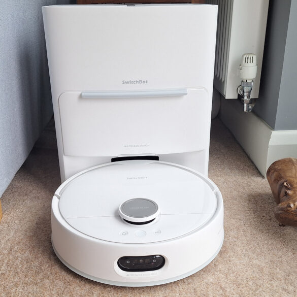 SwitchBot S20 robot vacuum in its dock