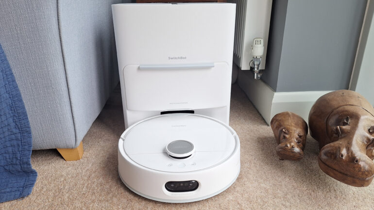 SwitchBot S20 robot vacuum in its dock