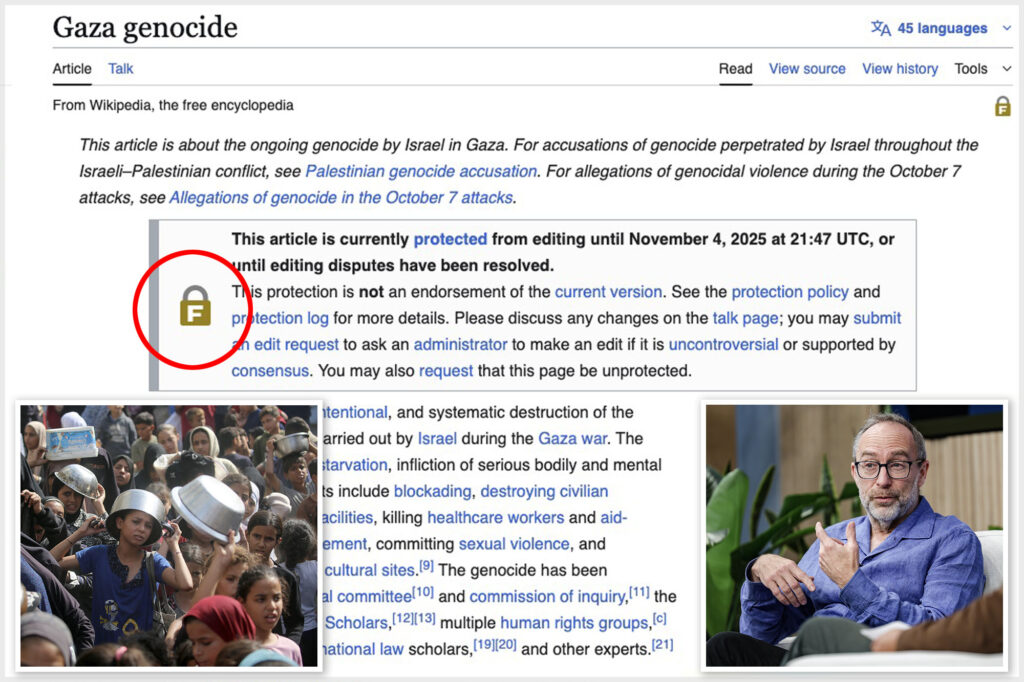 Science & tech: wikipedia co founder blocks editing of 'gaza genocide'