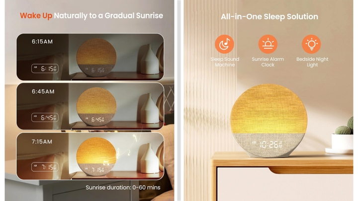 This sunrise alarm clock gradually brightens over time to mimic the real thing.