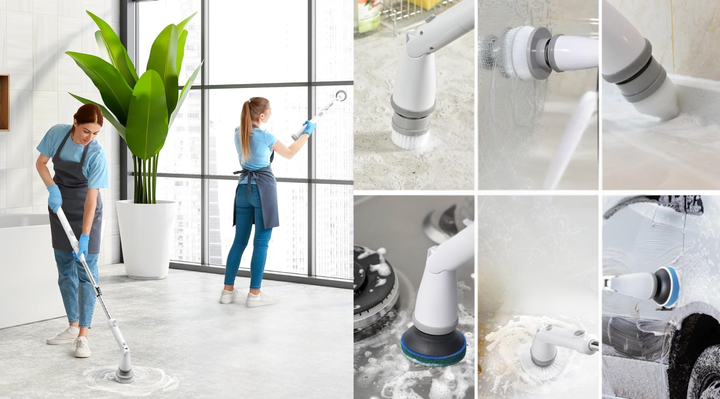 This spin brush comes with several accessories.