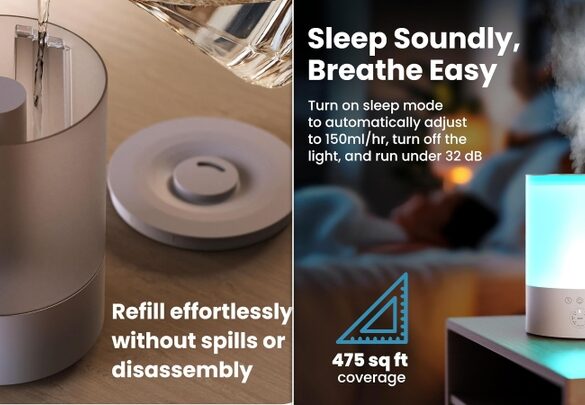 This top-fill humidifier is easy to pour water into.