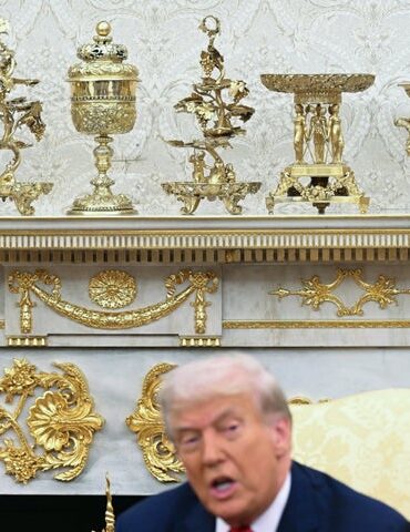 The Trump administration's Oval Office redesign notably features a dramatic profusion of gold-colored ornamentation and other embellishments.
