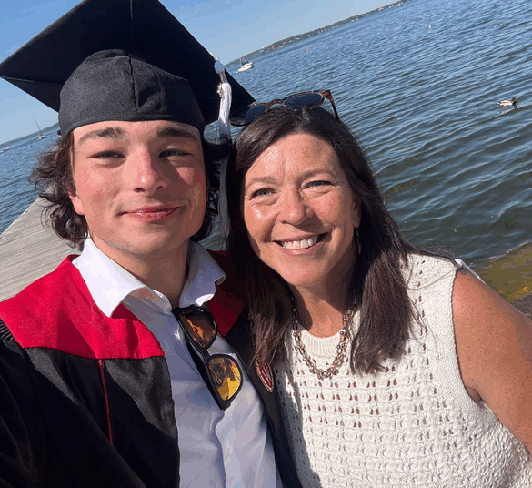 The author with Gavin at his college graduation in 2025.