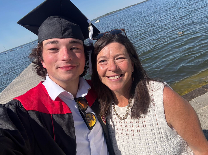 The author with Gavin at his college graduation in 2025.