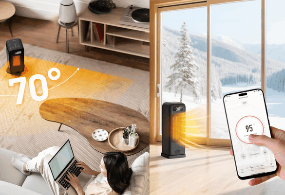 Control it from your phone for a large room range of heat.