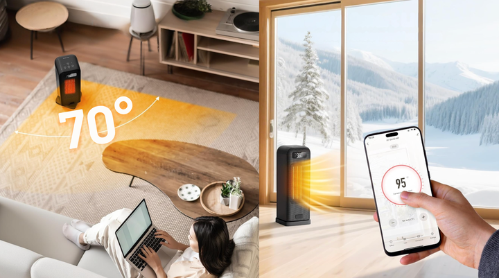 Control it from your phone for a large room range of heat.