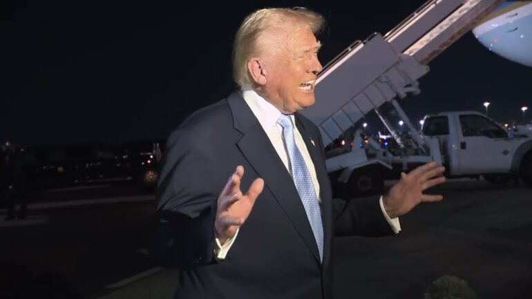 President Trump Gaggles with Press Upon Departure in Palm Beach, FL, Nov. 16, 2025