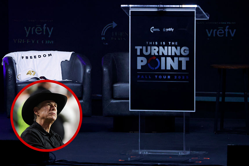 (L)Texas Governor Greg Abbott looks on from the sidelines during the third quarter of a game between the Texas A&M Aggies and the Texas Longhorns at Darrell K Royal-Texas (Background)Memorial Stadium in Austin, Texas. (Photo by Alex Slitz/Getty Images) A chair with a shirt and hat honoring the late Charlie Kirk is seen on stage during a Turning Point USA event at the University of California, Berkeley (UC Berkeley) in Berkeley, California. Two months after Turning Point USA founder Charlie Kirk was killed, the tour made a stop in California at UC Berkeley. (Photo by Justin Sullivan/Getty Images)