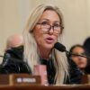 WASHINGTON, DC - DECEMBER 11: Rep. Marjorie Taylor Greene (R-GA) speaks during a hearing with the House Committee on Homeland Security in the Cannon House Office Building on December 11, 2025 in Washington, DC. The committee convened to hear testimony from top national security officials on potential worldwide threats. (Photo by Anna Moneymaker/Getty Images)
