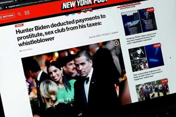 New York Post headline about Hunter Bidens tax deductions.