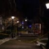 Police crime scene tape is seen near the Barus & Holley engineering building at Brown University, the site of a December 13 mass shooting in Providence, Rhode Island, on December 15, 2025. A gunman remained at large after a weekend mass shooting at elite Brown University left two dead and nine wounded, with US authorities releasing new footage of a masked "person of interest" captured on surveillance cameras. The shooting took place December 13 in a building where exams were underway on the Ivy League campus in Providence, Rhode Island when a man with a rifle burst in and opened fire before fleeing. (Photo by Bing Guan / AFP via Getty Images)
