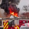 A post on X shares a grim image of a large inferno caused by the explosion at the Silver Lake Nursing Home gas explosion in Bristol Pennsylvania (Photo: @PhillyCrimeUpd on X)