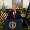 WASHINGTON, DC - DECEMBER 17: U.S. President Donald Trump addresses the nation from the Diplomatic Room of the White House on December 17, 2025 in Washington, DC. White House press secretary Karoline Leavitt said Trump would be "addressing the country about all of his historic accomplishments over the past year, and maybe teasing some policy that will be coming in the new year, as well." (Photo by Doug Mills - Pool/Getty Images)