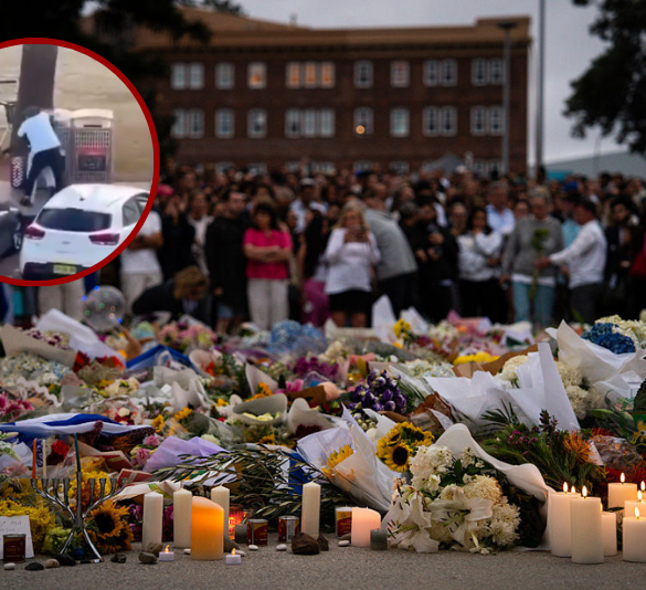 SYDNEY, AUSTRALIA - DECEMBER 15: Community members gather outside of Bondi Pavilion at Bondi Beach on December 15, 2025 in Sydney, Australia. Police say at least 16 people, including one suspected gunman, were killed and more than a dozen others injured when two attackers opened fire near a Hanukkah celebration at the world-famous Bondi Beach, in what authorities have declared a terrorist incident. (Photo by Audrey Richardson/Getty Images)