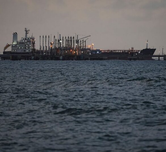 PUERTO CABELLO, VENEZUELA - DECEMBER 18: An oil tanker remains anchored at the dock during a walk around the outskirts of the 'El Palito' refinery on December 18, 2025 in Puerto Cabello, Venezuela. President Trump stated on December 17th that Venezuela took away oil rights from the US. Trump's administration has sanctioned Venezuelan oil with blockades, while many US Navy units are deployed off the coast of Venezuela under the premise of combating the drug cartels. (Photo by Jesus Vargas/Getty Images)
