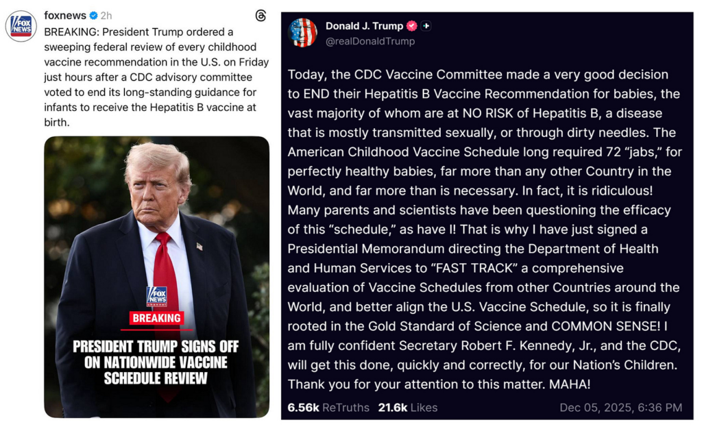 Politics: breaking–president trump orders comprehensive childhood vaccine schedule review –