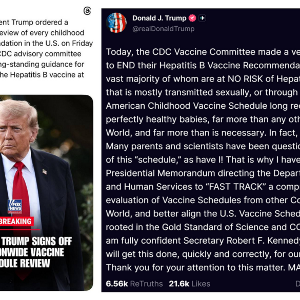 Politics: breaking–president trump orders comprehensive childhood vaccine schedule review –