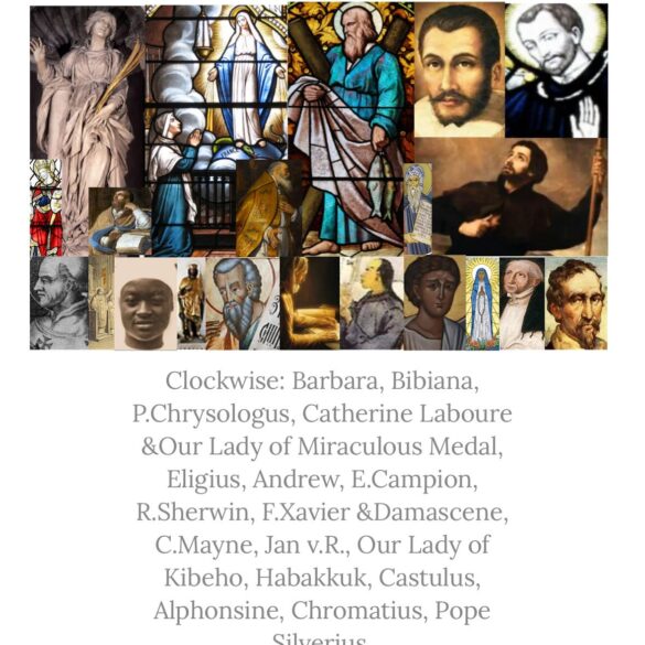 Politics: saints: andrew, catherine, f.xavier, simon, e.campion, bibiana, p.chrysologus, barbara,