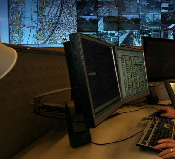 LONDON - APRIL 20: A police officer watches banks of television monitors showing a fraction of London's CCTV camera network in the Metropolitan Police's new Special Operations Room on April 20, 2007 in London, England. The new high tech operations room, believed to be the largest of its kind, is set to be the focal point for the policing of any large event or operation in London and is designed to handle public order events and major incidents, the Special Operations Room will kick off with the policing of this Sunday's London Marathon. (Photo by Matt Cardy/Getty Images)