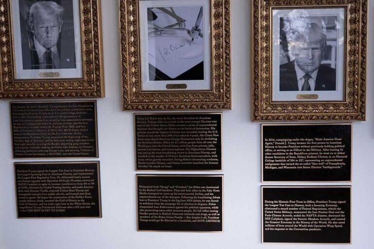 Politics: trump white house trolls obama, biden with new plaques