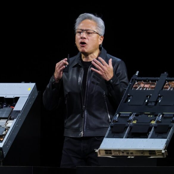 Jensen Huang giving a keynote address at GTC.