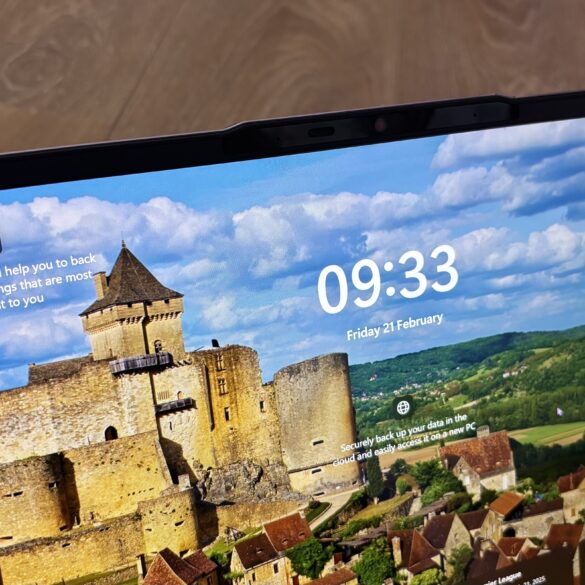 Acer Aspire 14 AI laptop display showing the Windows 11 login screen
