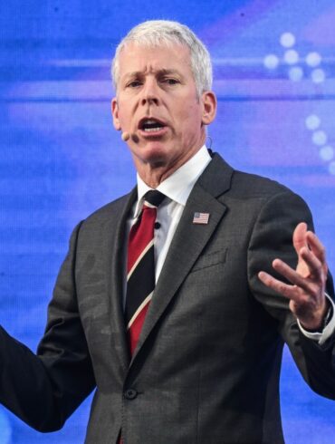 Secretary of the U.S. Department of Energy Chris Wright speaking at the Transatlantic Energy Cooperation (P-TEC) meeting.