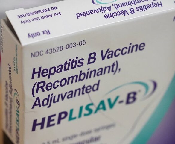 A box of hepatitis B vaccine is displayed at a CVS Pharmacy, Tuesday, Sept. 9, 2025, in Miami. (AP Photo/Rebecca Blackwell)
