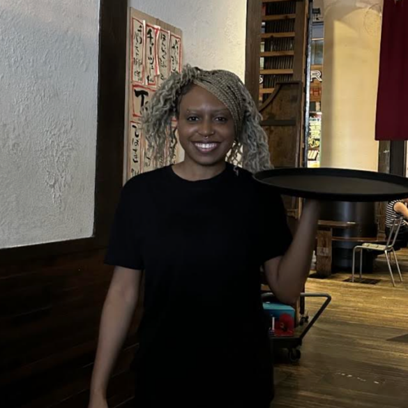 The author at the restaurant where she serves ramen.