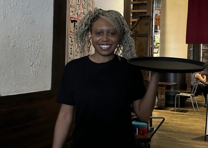 The author at the restaurant where she serves ramen.
