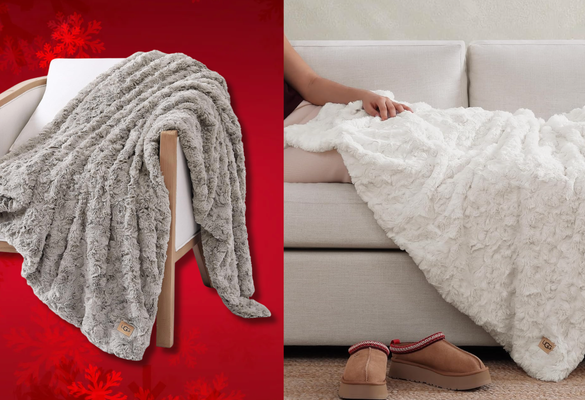 The blankets come in brown, gray and white.