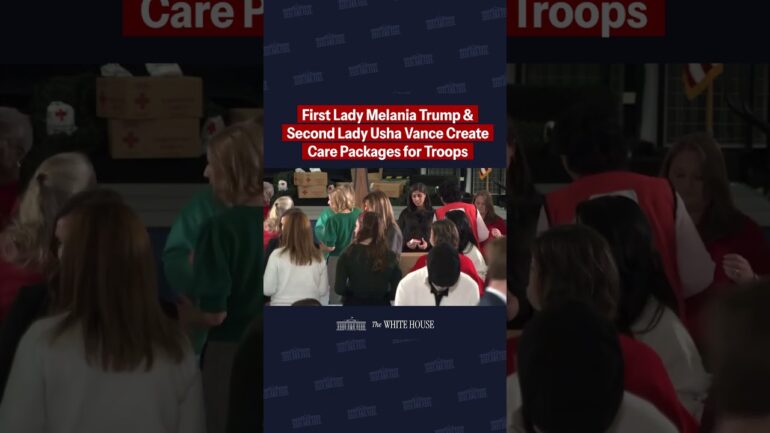 FLOTUS & SLOTUS assemble care packages for deployed service members at Joint Base Andrews
