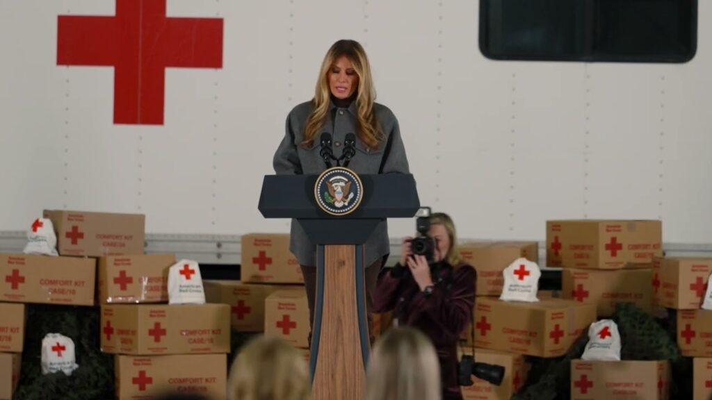 First Lady Melania Trump Joins Military Spouses and the American Red Cross at Joint Base Andrews