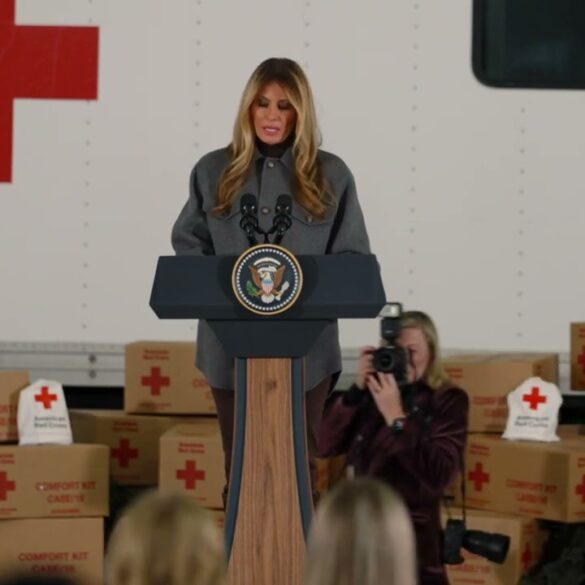First Lady Melania Trump Joins Military Spouses and the American Red Cross at Joint Base Andrews