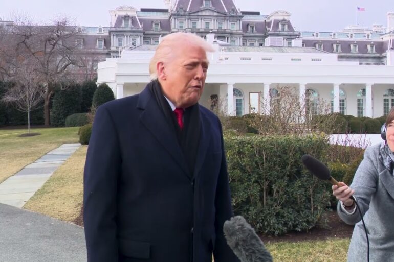 President Trump Gaggles with Press Before Departing the White House, Jan. 16, 2026