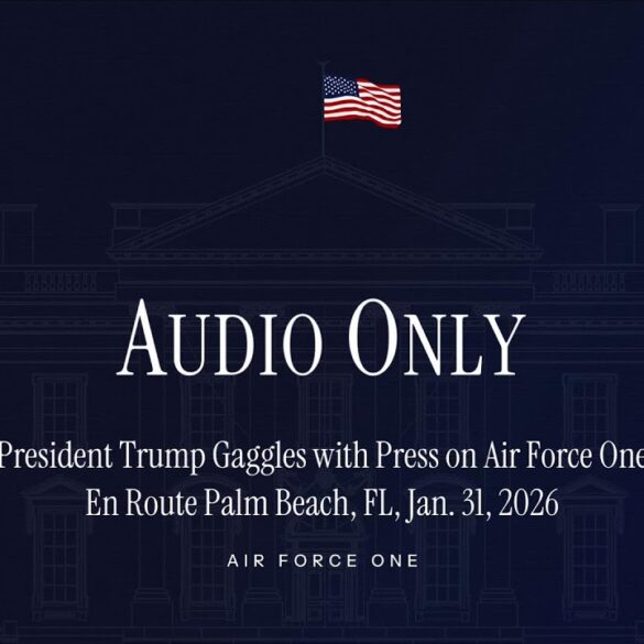 President Trump Gaggles with Press on Air Force One En Route Palm Beach, FL, Jan. 31, 2026
