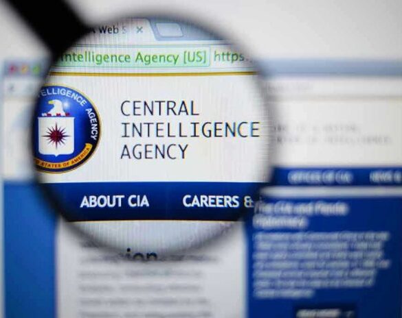 Magnifying glass over Central Intelligence Agency webpage.