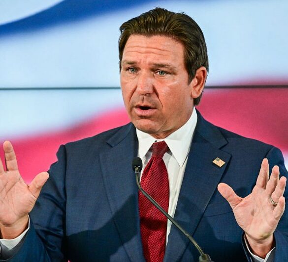 Florida Governor Ron DeSantis speaks during a press conference at Florida International University on September 25, 2025, in Miami, Florida. DeSantis discussed the state's education system and his push to expand school choice and charter schools. (Photo by GIORGIO VIERA / AFP) (Photo by GIORGIO VIERA/AFP via Getty Images)