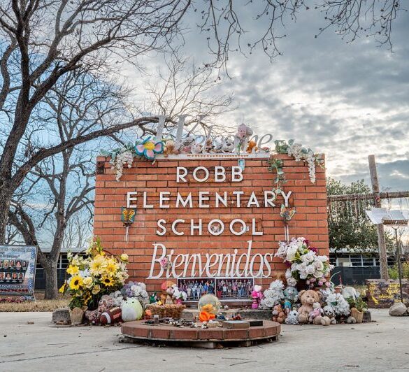 UVALDE, TEXAS - JANUARY 05: A memorial dedicated to the 19 children and two adults murdered on May 24,2022 during a mass shooting at Robb Elementary School is seen on January 05, 2026 in Uvalde, Texas. The first trial over law enforcement's delayed response to the Uvalde school shooting began today with former Uvalde schools officer Adrian Gonzales standing trial in Corpus Christi. Gonzales faces 29 counts of child endangerment. The trial is a rare case in which a law enforcement officer could be convicted for allegedly failing to appropriately respond to criminal activity. (Photo by Brandon Bell/Getty Images)